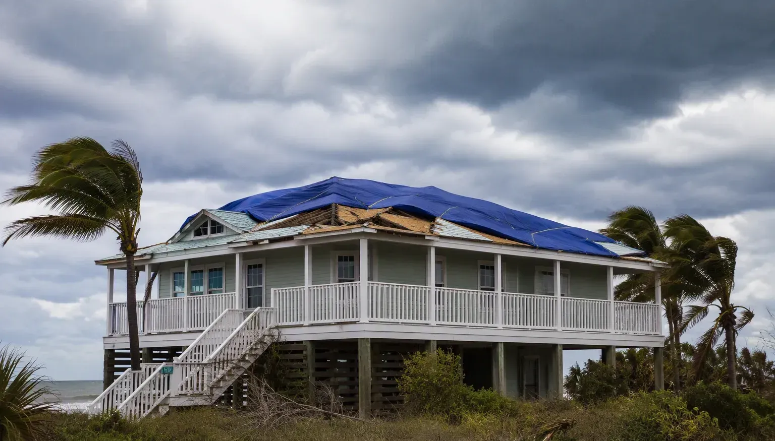 Storm damage repair in a Pensacola home after severe weather