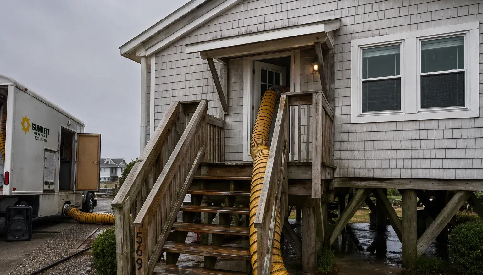 Water extraction and standing water removal in a Pensacola home